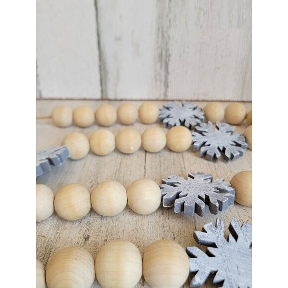 Wooden snowflake Garland home decor hanging Xmas figure Gray - Picture 10 of 11